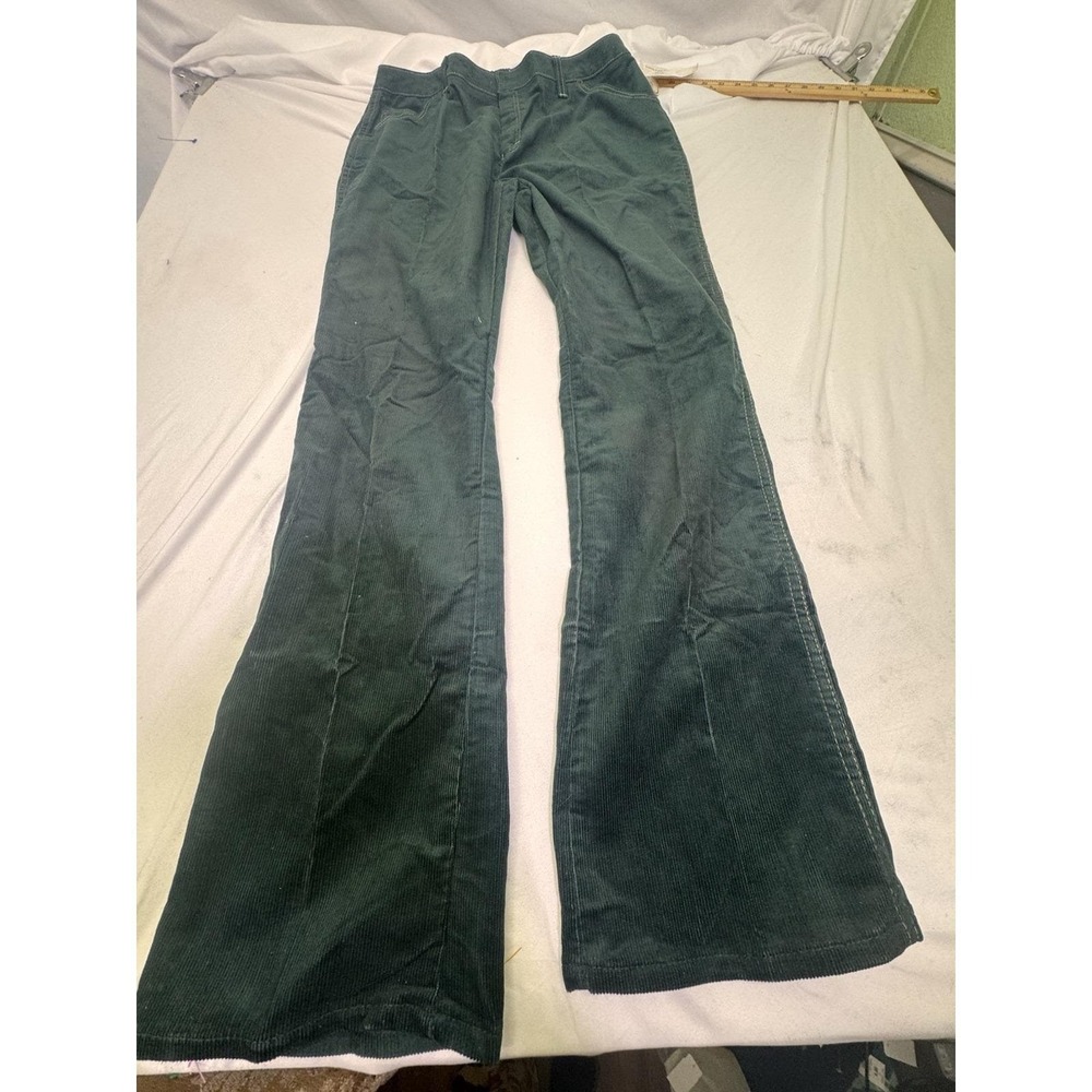 Vintage 1980s Sears Corduroy Trouser Pants Women 15 Green Bootcut USA Made Y2K
